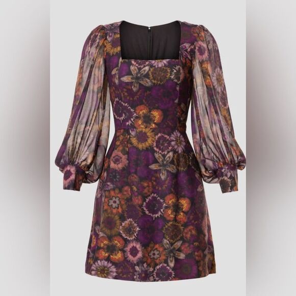 Slate & Willow Dark Florals Mini Dress Size 0 - Picture 5 of 9